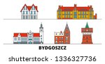 Poland, Bydgoszcz flat landmarks vector illustration. Poland, Bydgoszcz line city with famous travel sights, skyline, design. 