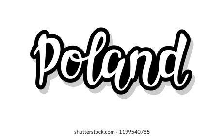 Poland calligraphy template text for your design illustration concept. Handwritten lettering title vector words on white isolated