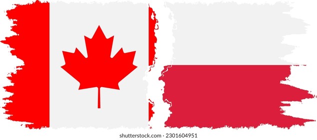 Conexión de banderas de grifo de Polonia y Canadá, vector