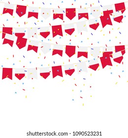 Poland celebration bunting flags with Confetti And Ribbons on white background.vector illustration