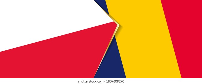 Poland and Chad flags, two vector flags symbol of relationship or confrontation.