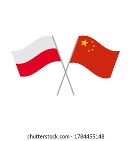 Poland and China flags icon isolated on white background. Vector illustration