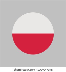 Poland circle button flag. National symbol icon. Vector illustrarion. 