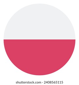 Poland circle flag. Button flag icon. Standard color. Circle icon flag. Computer illustration. Digital illustration. Vector illustration.