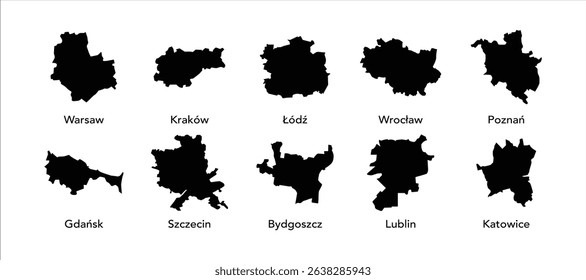 Poland city map Vector Set