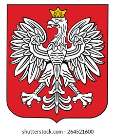 Poland coat of arms, seal, national emblem, isolated on white background. Vector Coat of arms of poland, Original and simple Poland coat of arms in official colors and Proportion Correctly.  