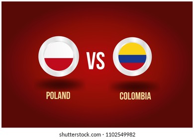 poland and colombia flag vector illustration