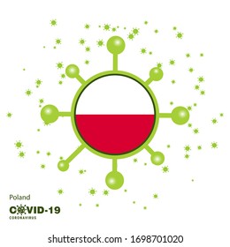 Poland Coronavius Flag Awareness Background. Stay home, Stay Healthy. Take care of your own health. Pray for Country