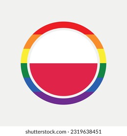 Poland country flag circle - lgbt flag graphic element Illustration template design
