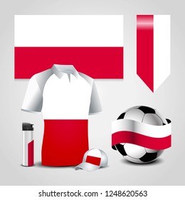 Poland Country Flag place on T-Shirt, Lighter, Soccer Ball, Football and Sports Hat