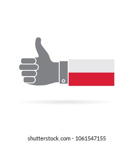 Poland country flag thumbs up vector icon