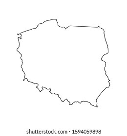 Poland country line of Europe, European map illustration, vector isolated on white background, outline style