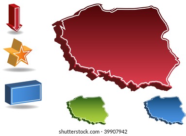 Mapa del país de Polonia aislado en un fondo blanco.