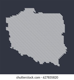 Poland country map made from angled white lines