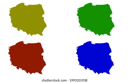 Poland country map silhouette in Europe