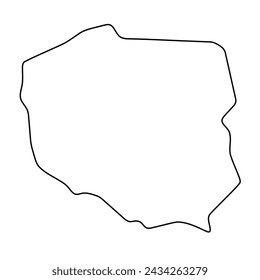 Poland country simplified map. Thin black outline contour. Simple vector icon