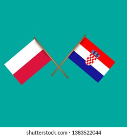 Poland and Croatia crossed flags.Language learning or travel concept