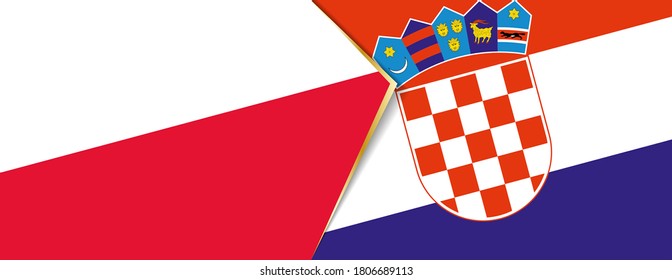Poland and Croatia flags, two vector flags symbol of relationship or confrontation.
