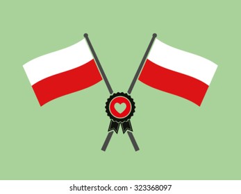 Poland Crossed Flag Emblem 
