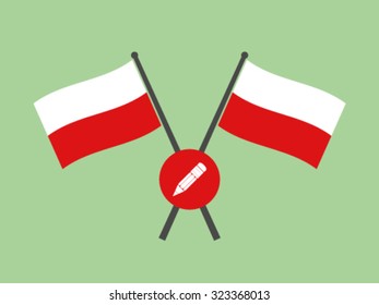 Poland Crossed Flag Emblem Author