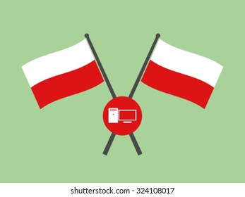 Poland Crossed Flag Emblem Computer