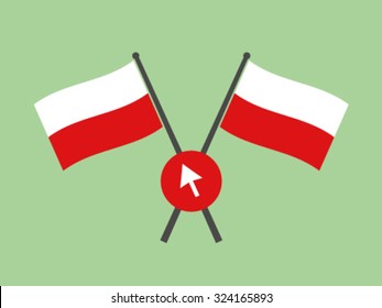 Poland Crossed Flag Emblem Cursor