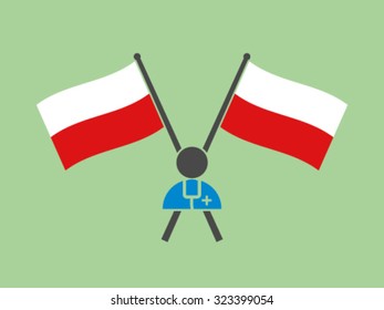 Poland Crossed Flag Emblem Doctor