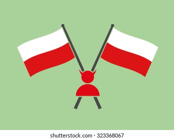 Poland Crossed Flag Emblem Evil