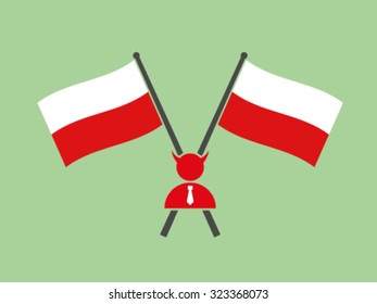 Poland Crossed Flag Emblem Evil Politician