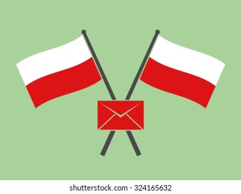 Poland Crossed Flag Emblem Letter