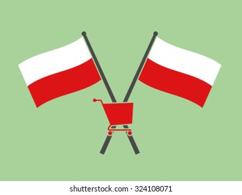 Poland Crossed Flag Emblem Shopping