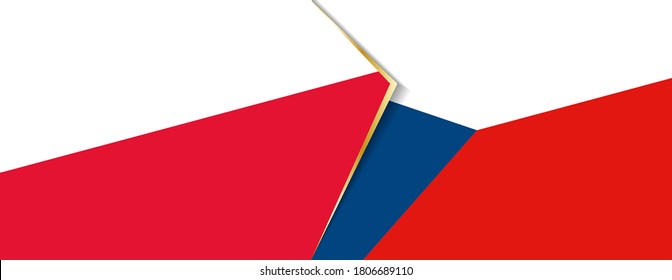 Polen und die Tschechische Republik Flaggen, zwei Vektorflaggen Symbol für Beziehung oder Konfrontation.