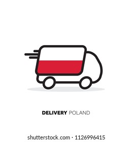 Poland delivery van. Country logistics concept