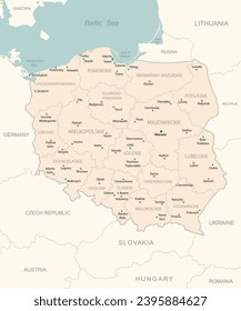 Poland - detailed map with administrative divisions country. Vector illustration