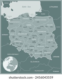 Poland - detailed map with administrative divisions country. Vector illustration