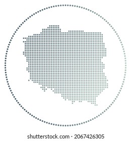 Poland digital badge. Dotted style map of Poland in circle. Tech icon of the country with graduated dots. Vibrant vector illustration.