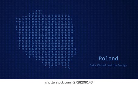 Polonia Mapa digital formado con unos y ceros para el diseño de visualización de datos