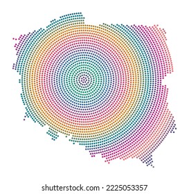 Mapa de puntos de Polonia. Forma de estilo digital de Polonia. Icono tecnológico del país con puntos degradados. Ilustración vectorial vibrante.