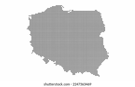 Poland dotted map with grunge texture in dot style. Abstract vector illustration of a country map with halftone effect for infographic. 