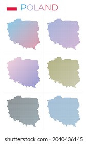 Poland dotted map set. Map of Poland in a dotted style with borders filled with beautiful smooth gradient circles. Attractive vector illustration.