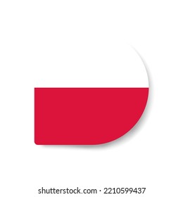 Polonia coloca el icono de la bandera con sombra sobre fondo blanco.