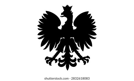 poland eagle, black isolated vector silhouette