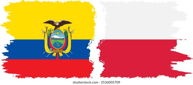 Conexión de banderas grunge de Polonia y Ecuador, Vector