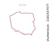 Poland editable outline map. Polish red border. Country name. Adjust line weight. Change to any color. Vector illustration.