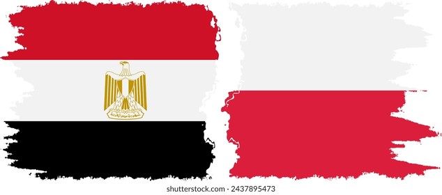 Poland and Egypt grunge flags connection, vector