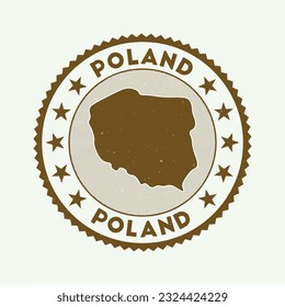 Poland emblem. Country round stamp with the shape of Poland, isolines, and round text. Artistic badge. Astonishing vector illustration.