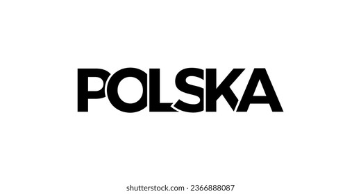 Poland emblem for print and web. Design features geometric style, vector illustration with bold typography in modern font. Graphic slogan lettering isolated on white background.