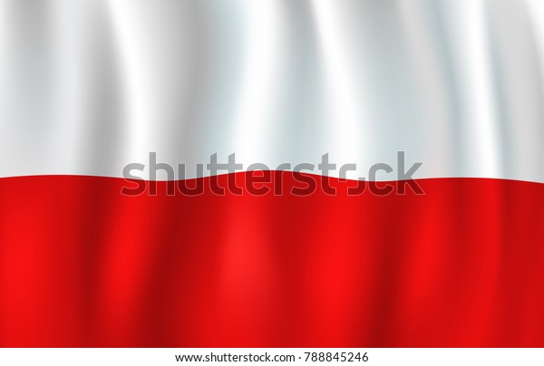 Poland Flag 3d Background White Red Stock Vector Royalty Free