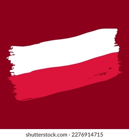 poland flag in abstract brush stroke ink paint shape illustration element for national event or independence day