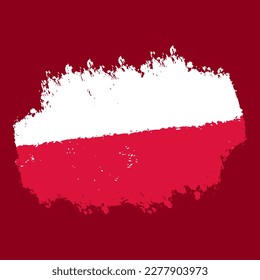poland flag in abstract brush stroke paint shape illustration element